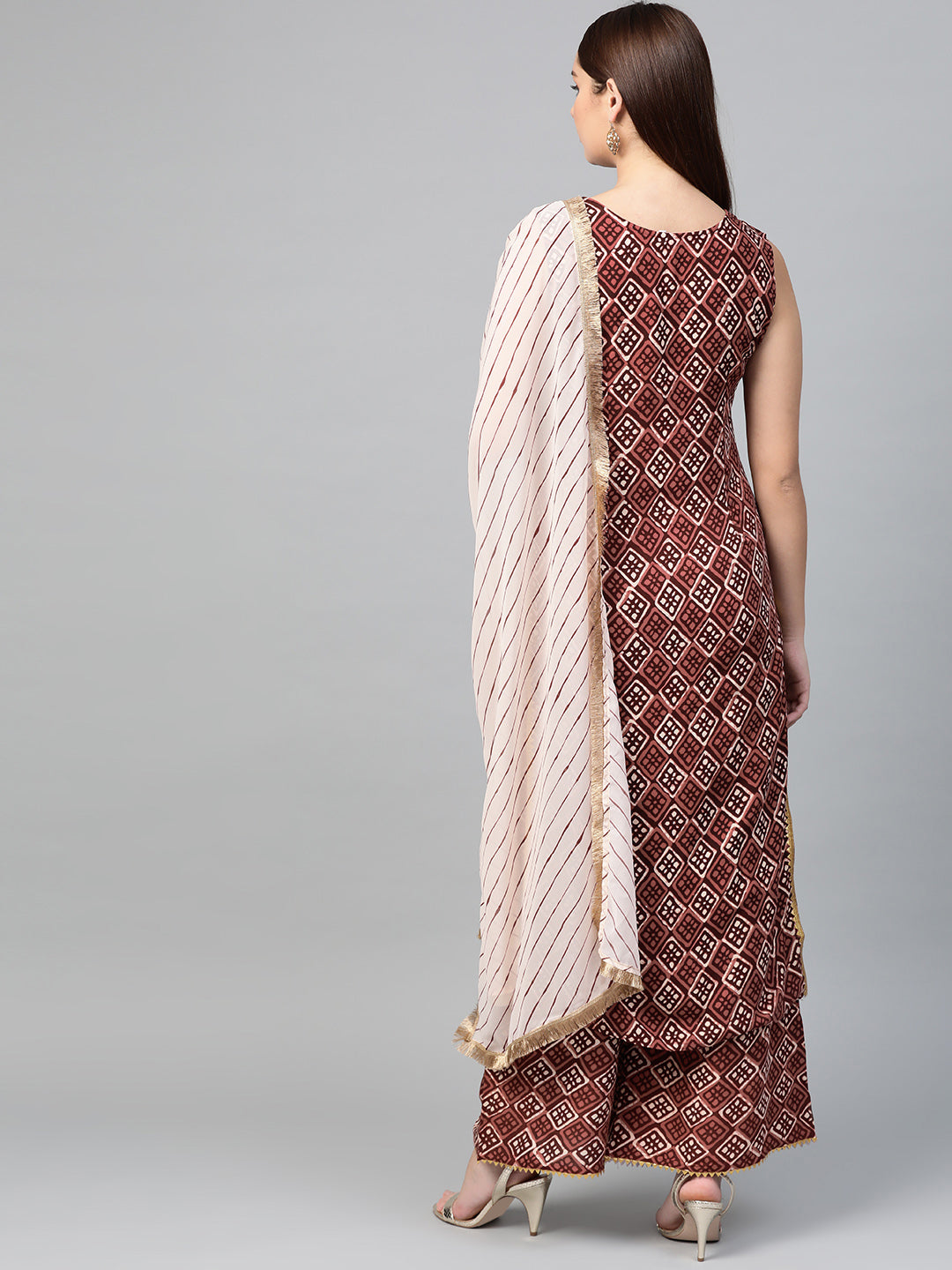 Women's  Maroon Printed Kurta Set