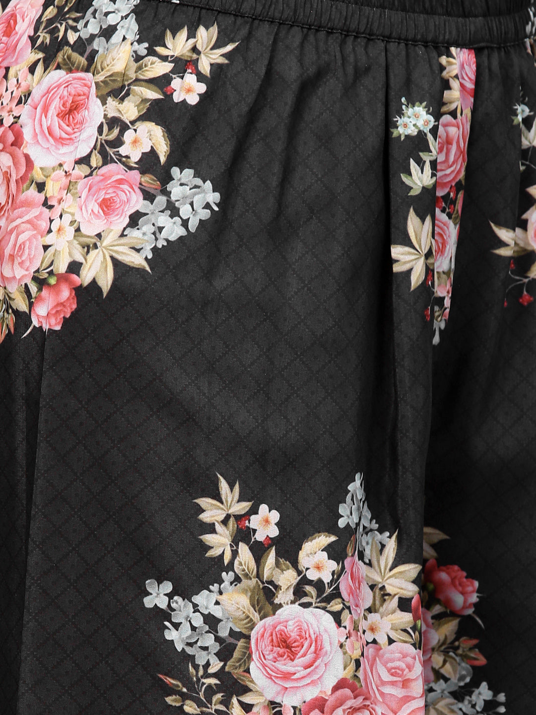 Women's Black Muslin Printed Kurta Palazzo Set With Dupatt