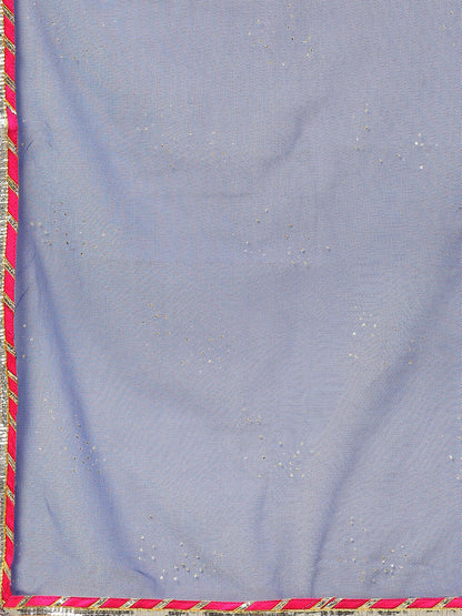 Women's Blue Muslin Printed Kurta Palazzo Set With Dupatt