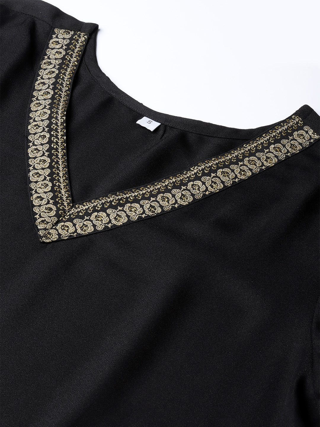 Women's  Solid Black Kurta With Sharara Set