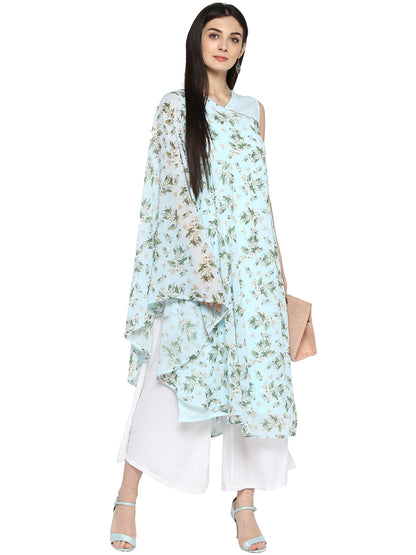 Women's  Powder Blue Georgette Summer Print Only Kurta