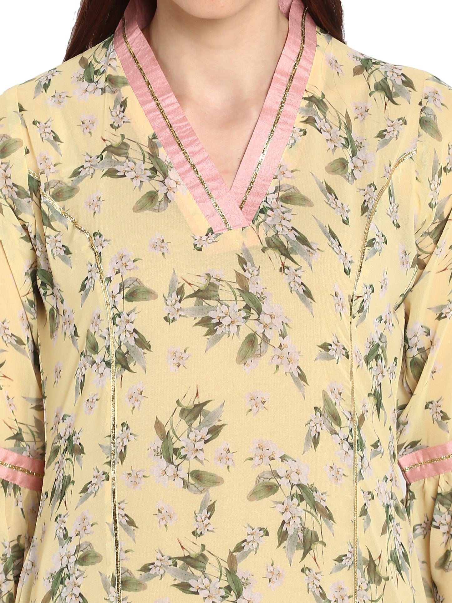 Women's Floral Flared See Through Georgette Only Kurta With Fit & Flared Sleeves