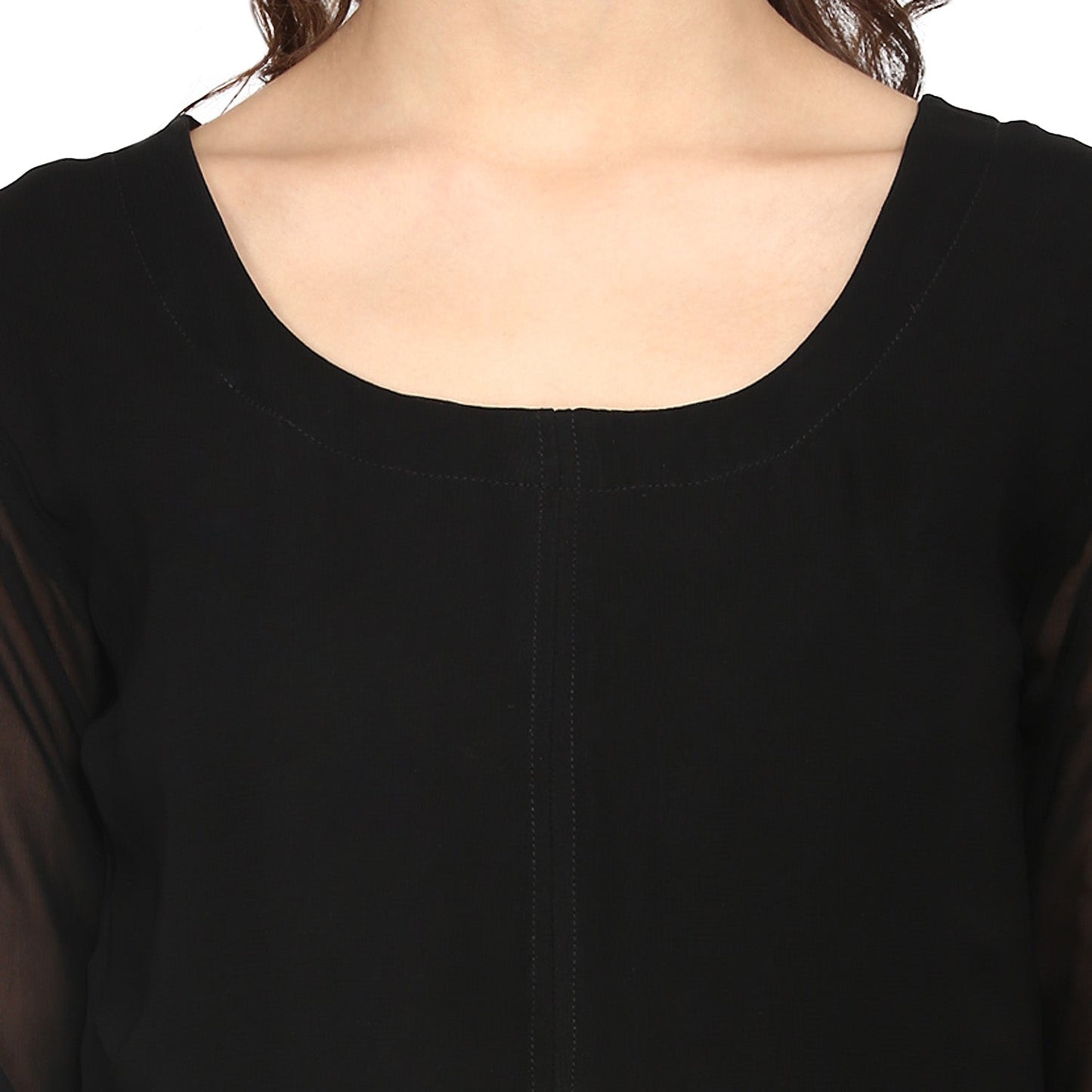 Women's Black Georgette Gold Print Dress