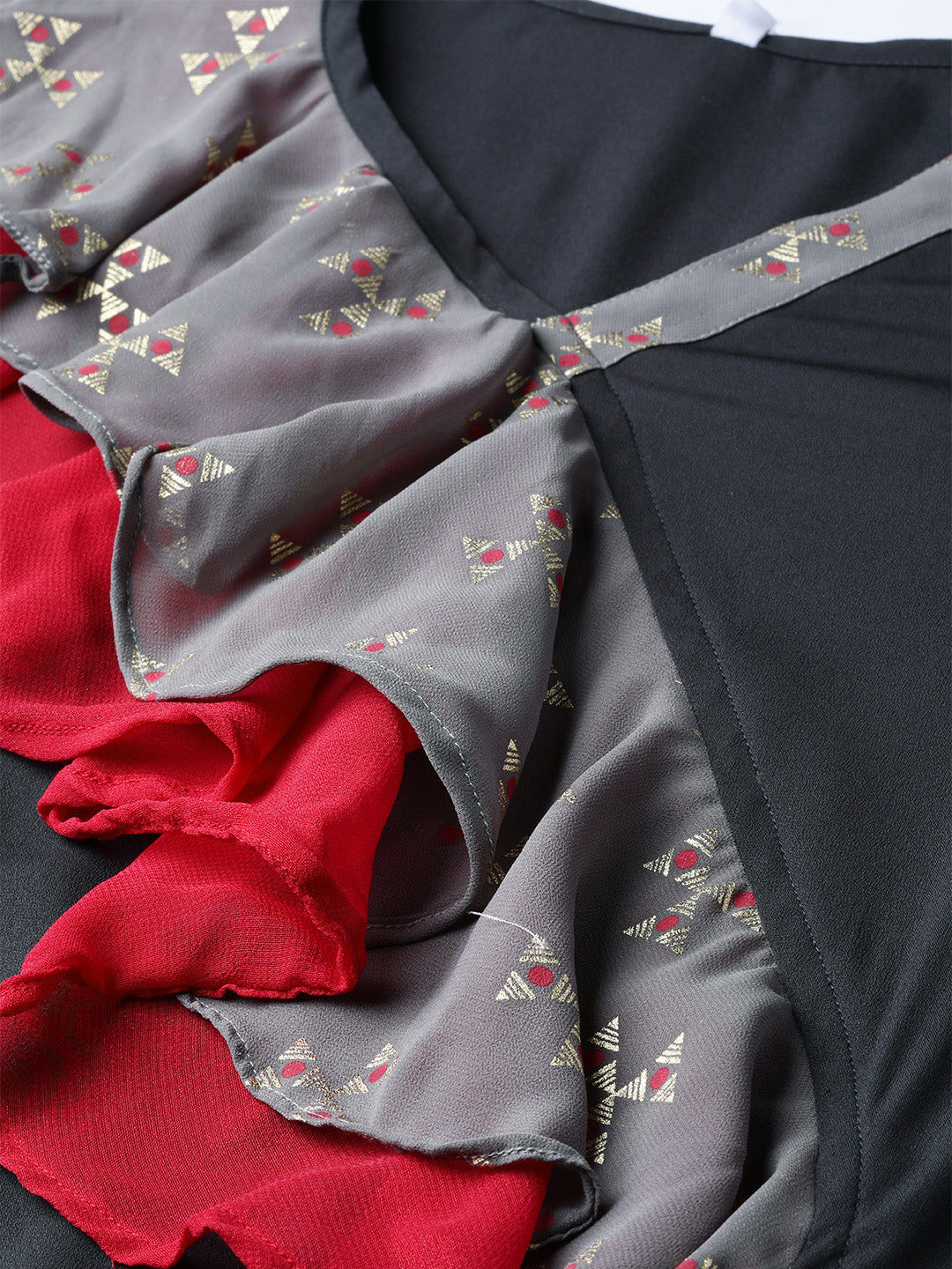 Women's Grey Angarkha Style Kurta From Ahalyaa