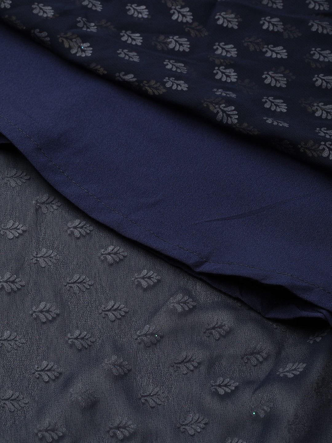 Women's Navy-Blue Printed Straight Only Kurta