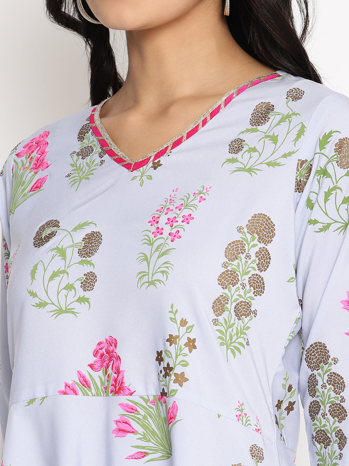 Women's  Crepe Printed Top With Harem Pan