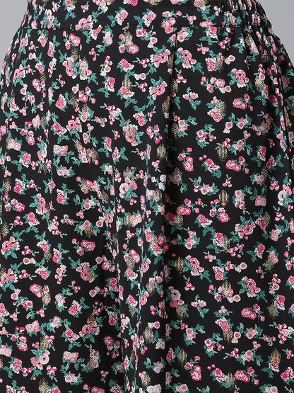 Women's Moss Crepe Pink Kurta With Palazzo And Jacket