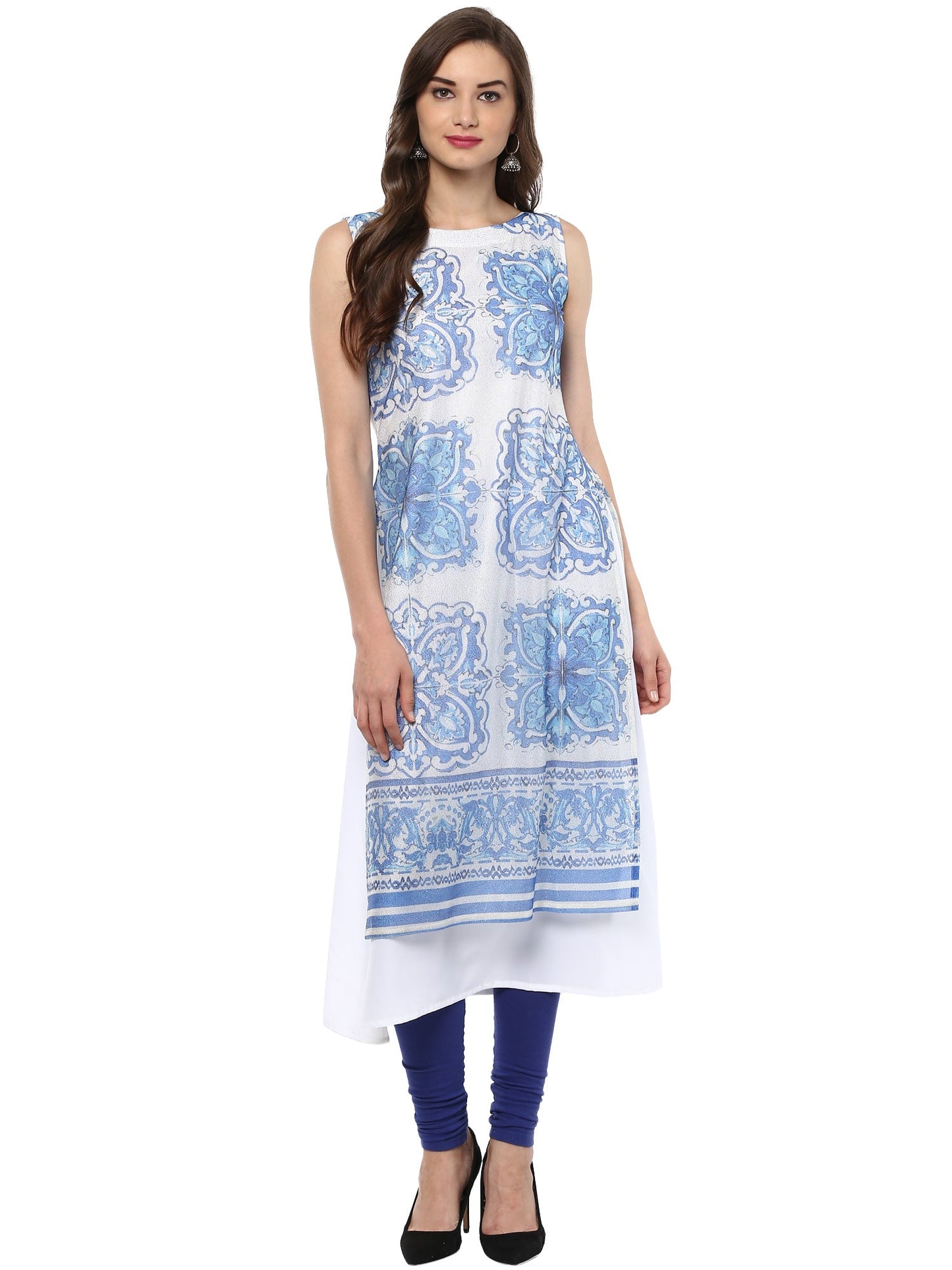 Women's Double Layered A- Line Crepe Only Kurti
