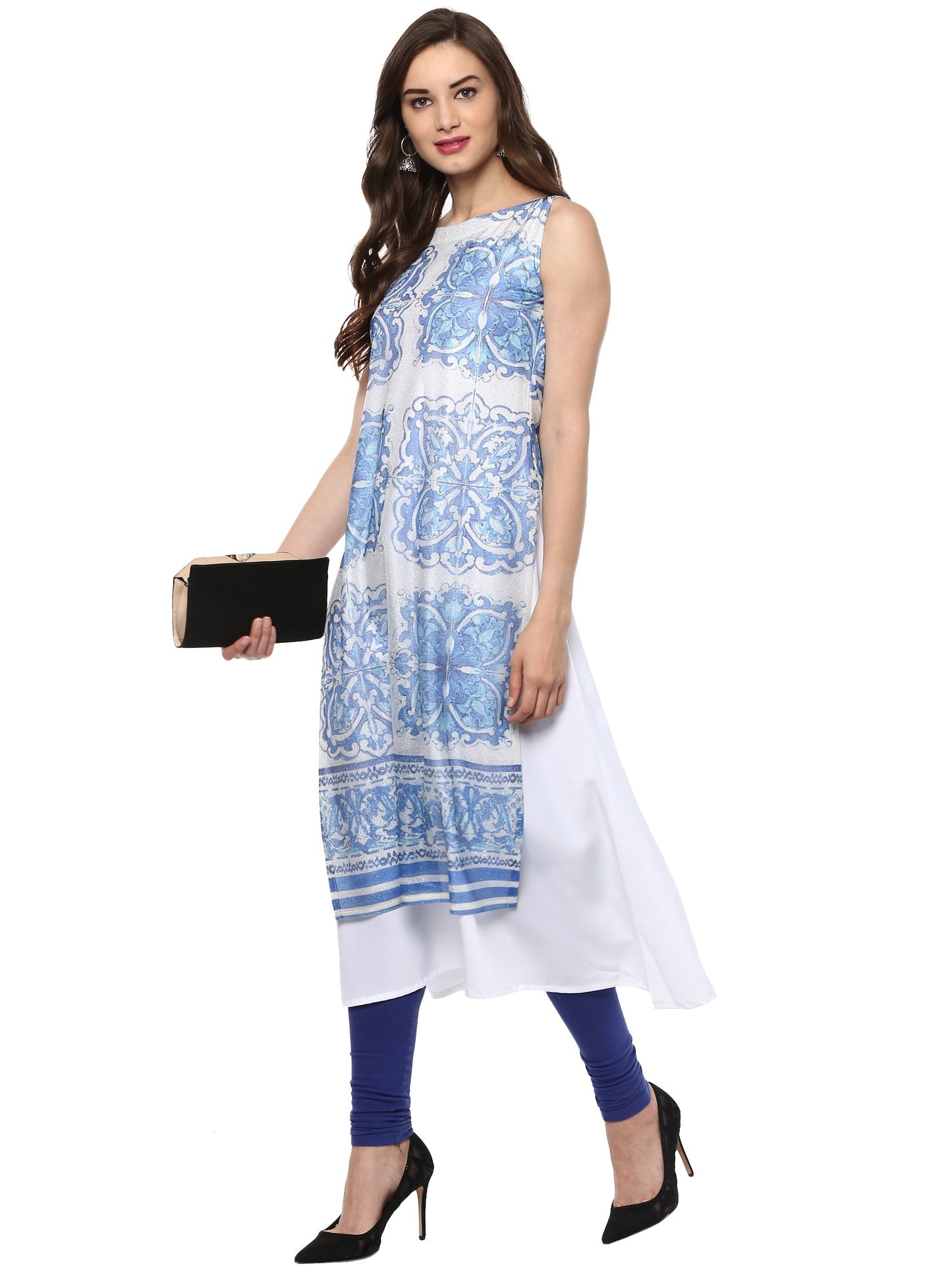 Women's Double Layered A- Line Crepe Only Kurti