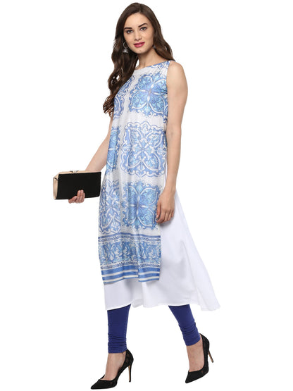 Women's Double Layered A- Line Crepe Only Kurti