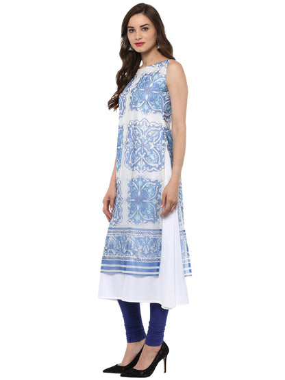 Women's Double Layered A- Line Crepe Only Kurti