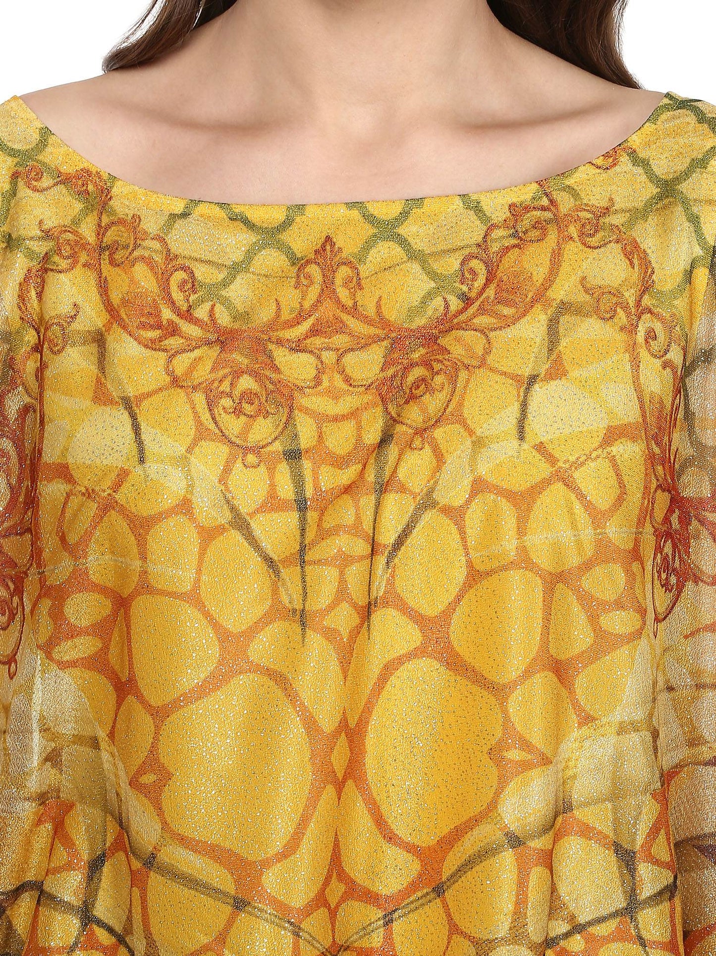 Women's Yellow Cape Style Crepe Kurta