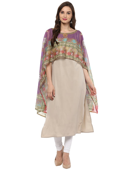 Women's Cape Dupatta Style Crepe Only Kurti