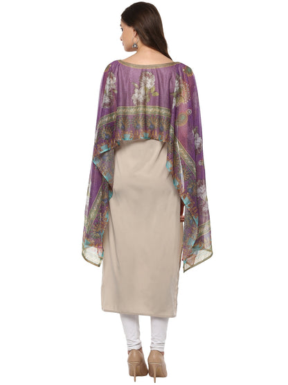 Women's Cape Dupatta Style Crepe Only Kurti