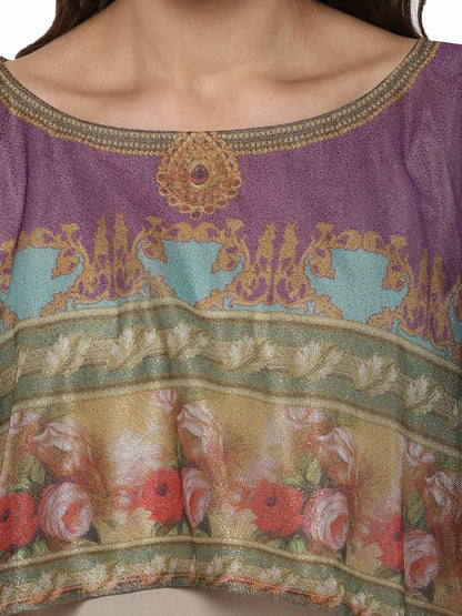 Women's Cape Dupatta Style Crepe Only Kurti