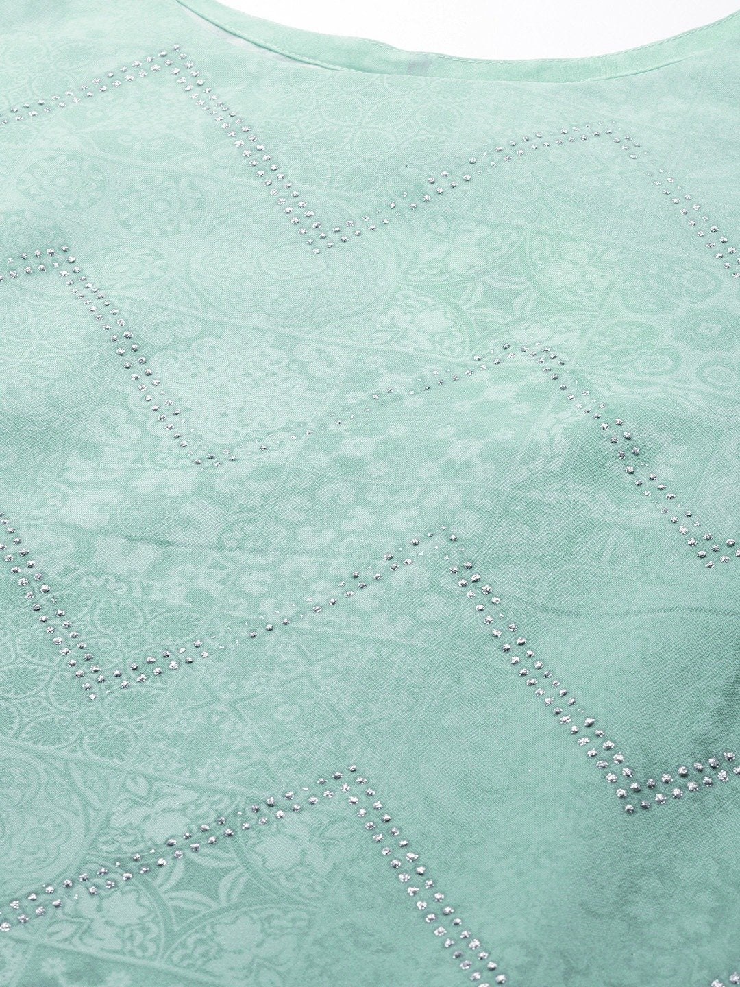Women's Sea Green Crepe Printed Kurta Pant Set