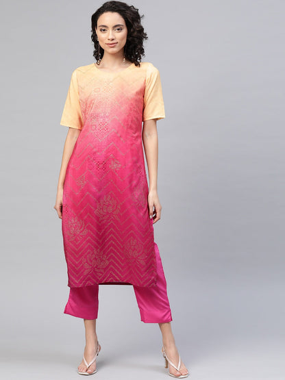 Women's Pink Crepe Printed Salwar Sui