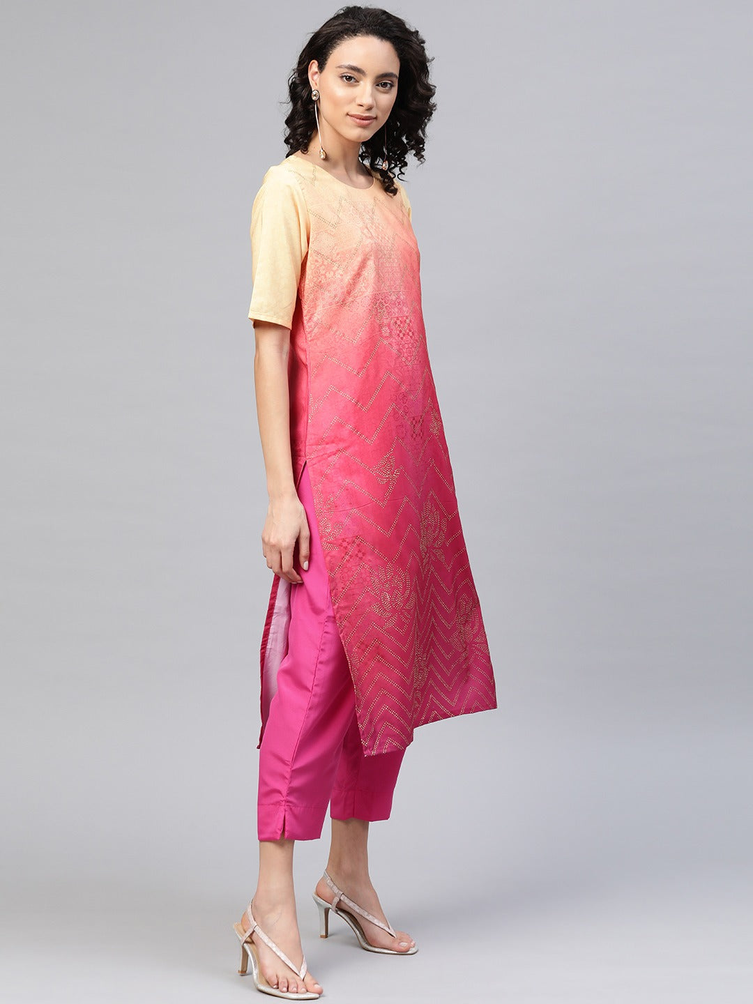 Women's Pink Crepe Printed Salwar Sui