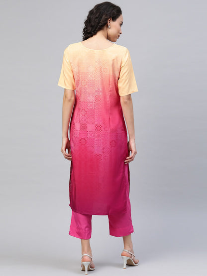 Women's Pink Crepe Printed Salwar Sui