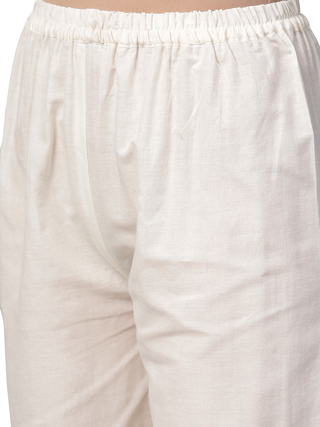 Women's Off White Cotton Blend Printed Kurta Trouser Se