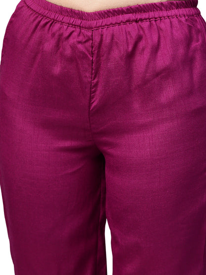 Women's Traditional Hand Printed Faux Silk Combo