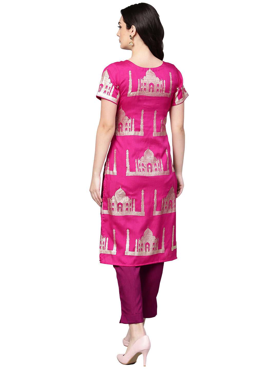 Women's Traditional Hand Printed Faux Silk Combo