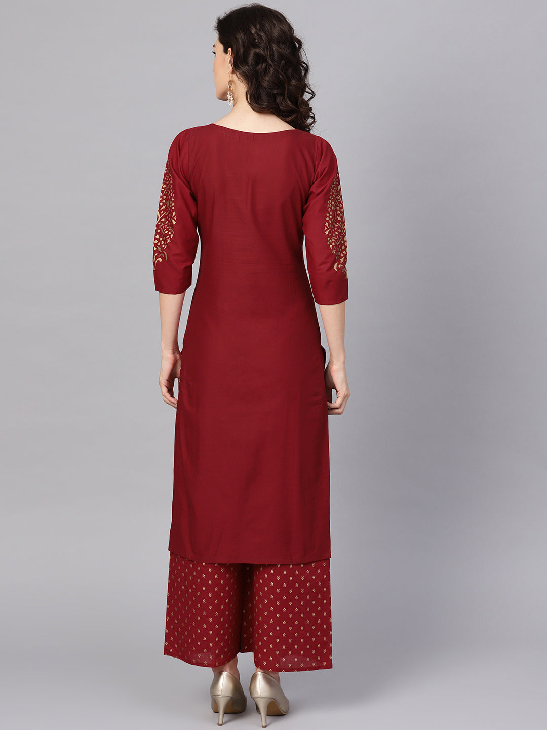 Women's Maroon Straight Kurta Sets