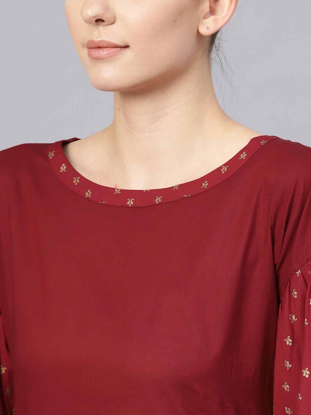 Women's S Maroon Straight Kurta Sets