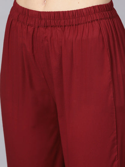 Women's S Maroon Straight Kurta Sets