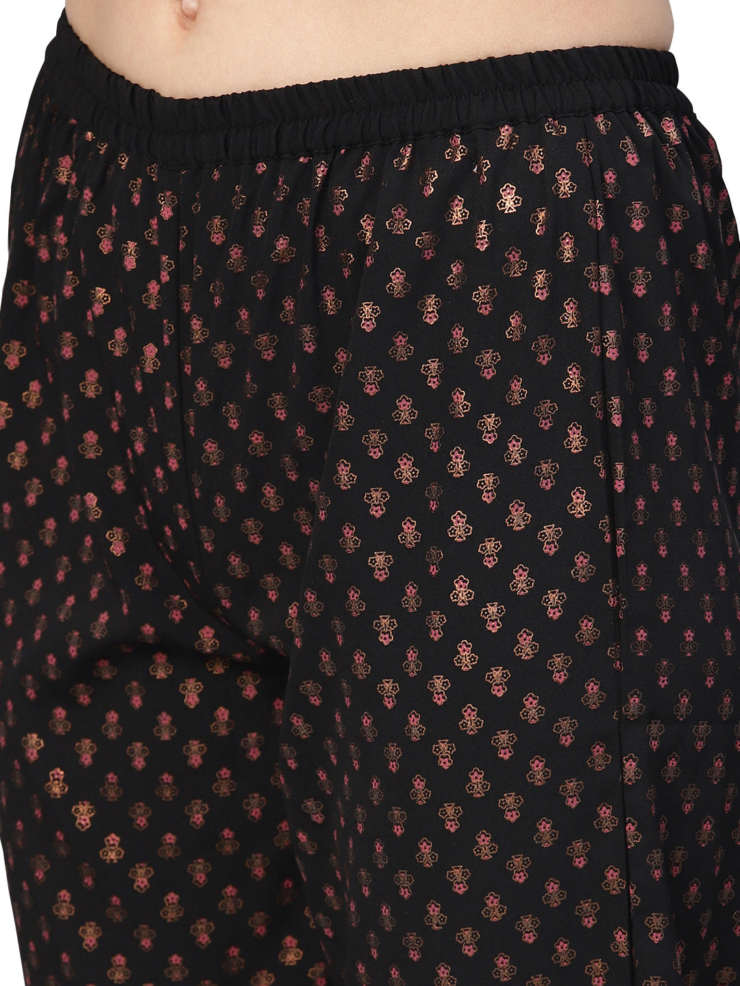 Women's Black Poly Crepe Pathani Kurta Sets