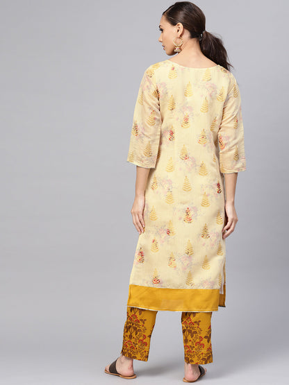 Women's Mustard Printed Kurta Set