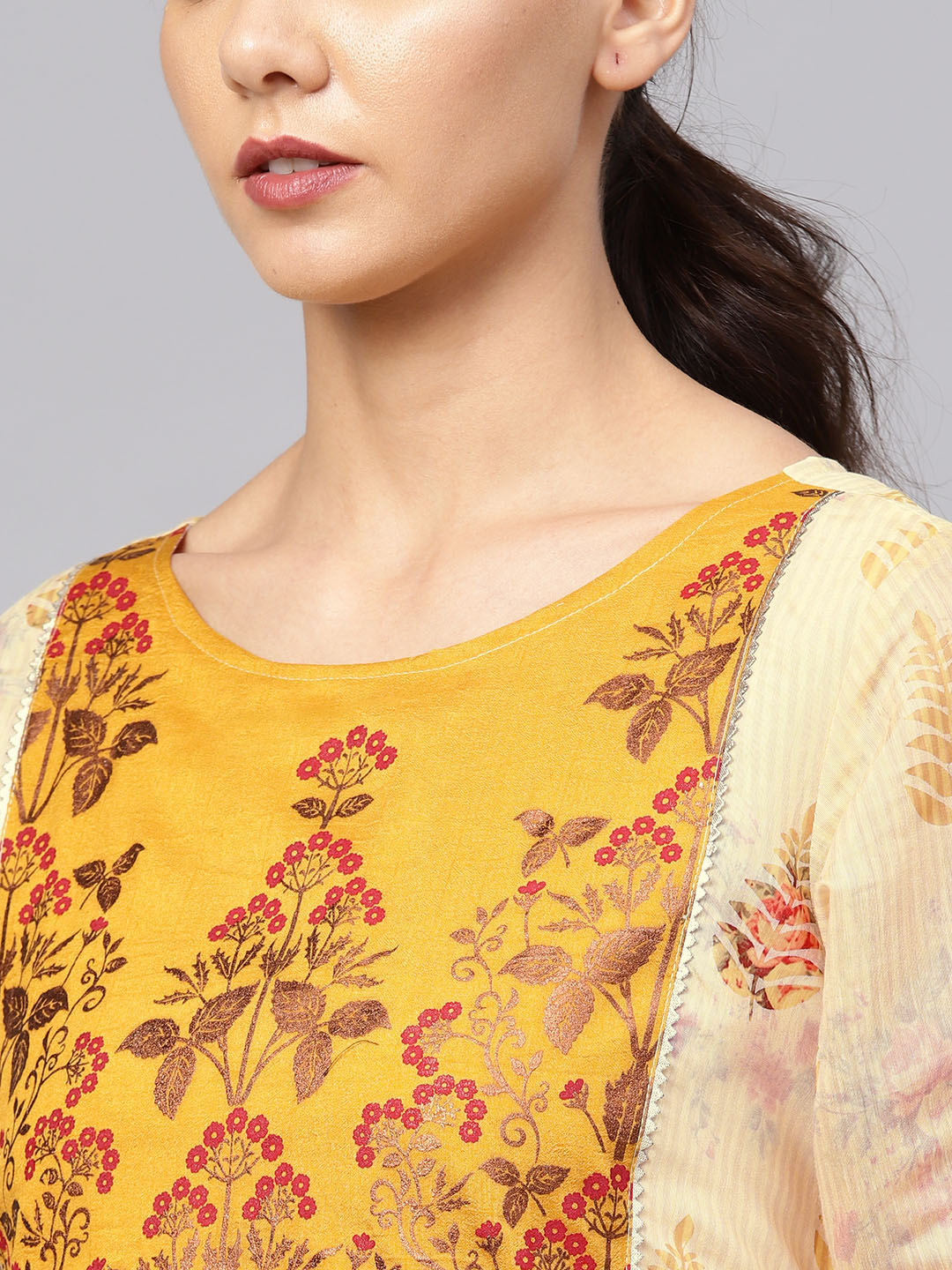 Women's Mustard Printed Kurta Set