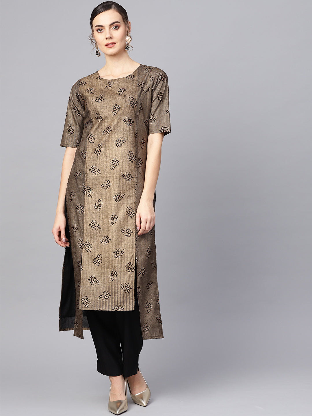 Women's  Printed High Low Hem Kurta With Trouser