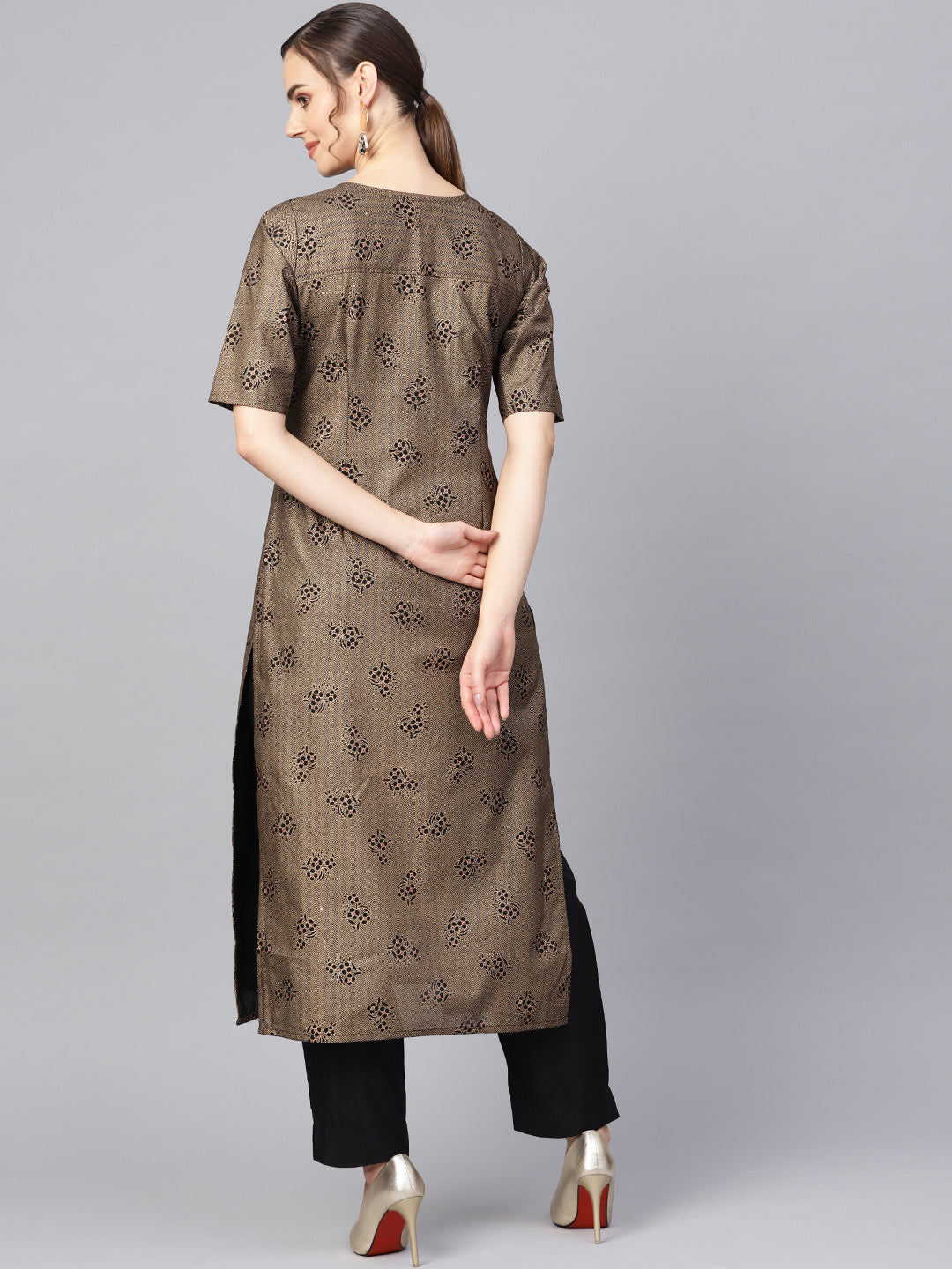 Women's  Printed High Low Hem Kurta With Trouser