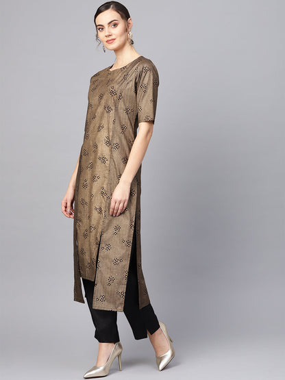 Women's  Printed High Low Hem Kurta With Trouser