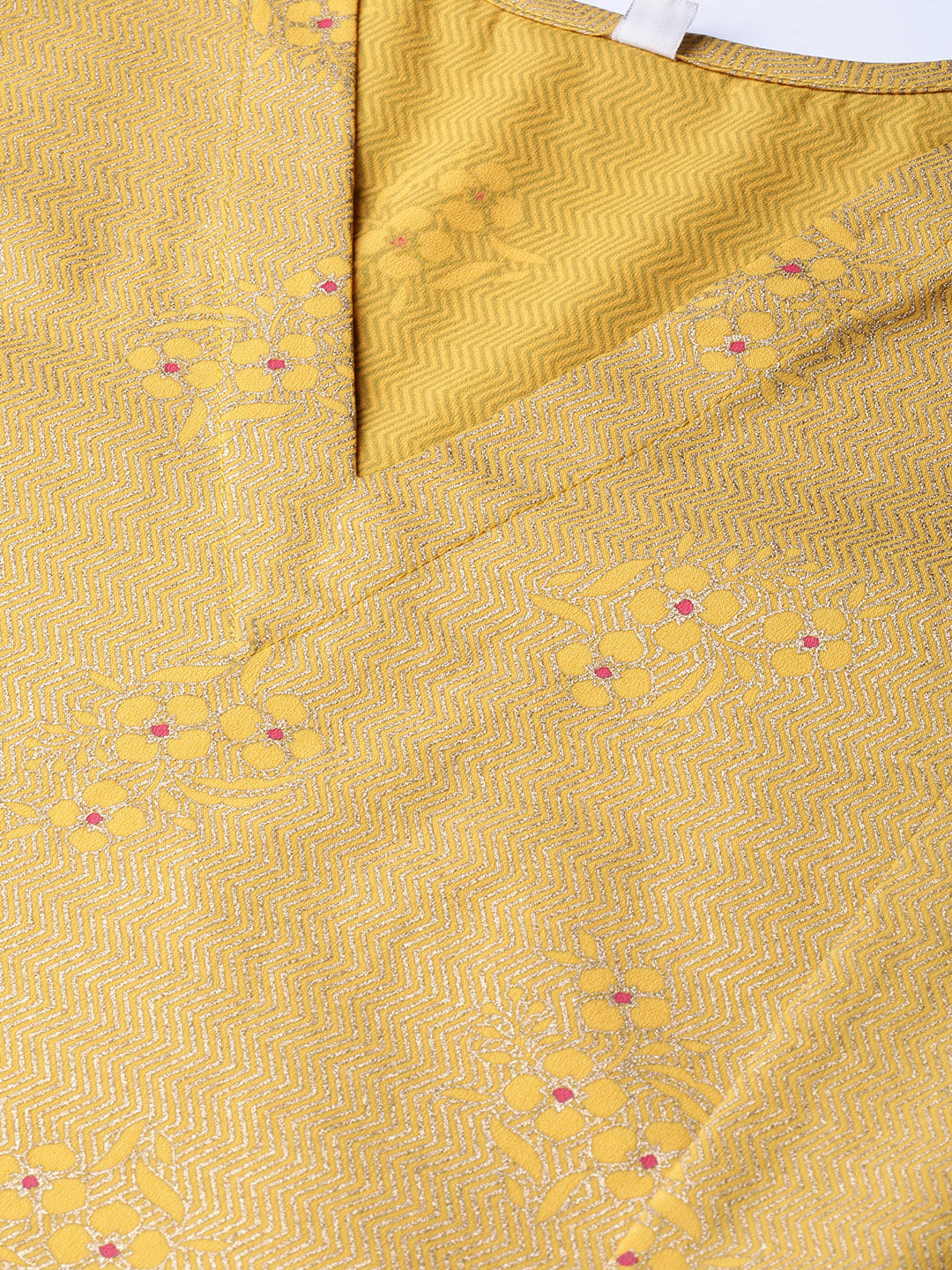 Women's Mustard Crepe Printed Kurta With Pan