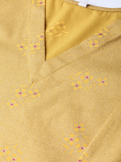 Women's Mustard Crepe Printed Kurta With Pan