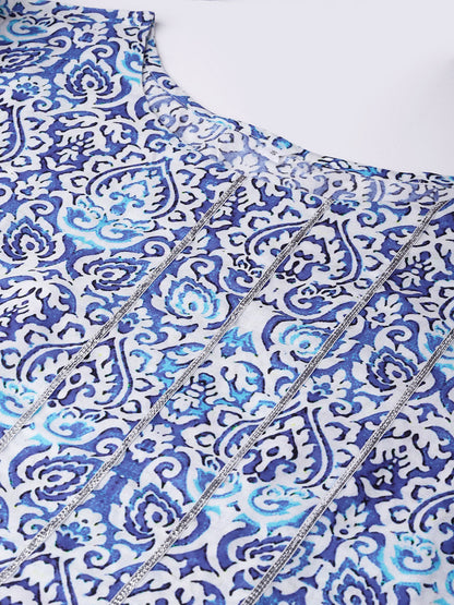 Women's  Blue Straight Kurta With Pant