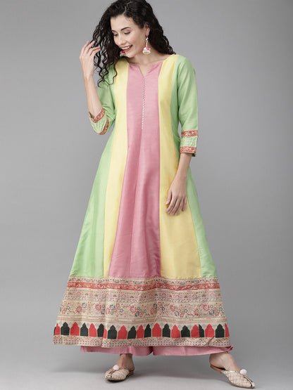 Women's  Pleated Kurta With Palazzo