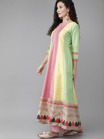 Women's  Pleated Kurta With Palazzo