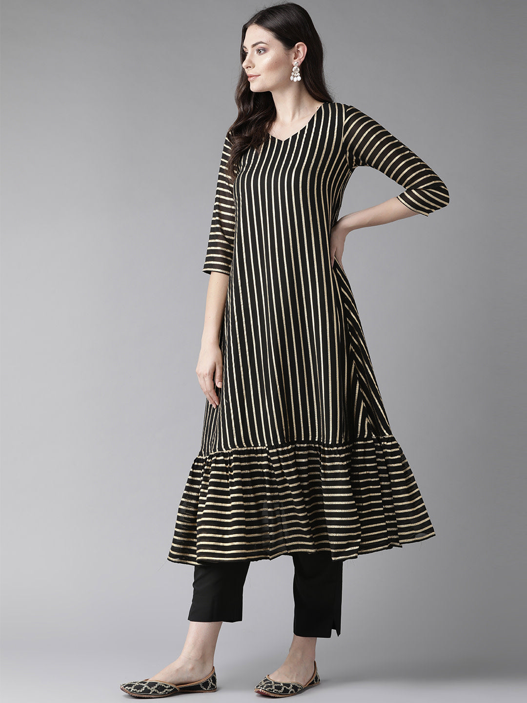 Women's Black Kurta With Trouser
