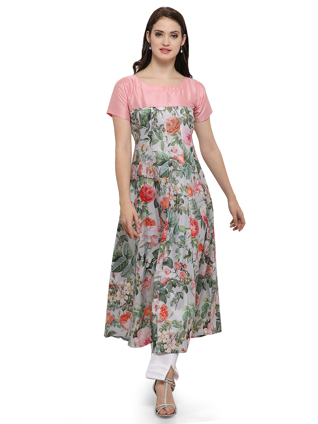 Women's Floral Flared Anarkali Kurta Onlyonly Kurta