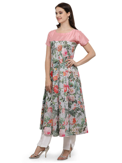 Women's Floral Flared Anarkali Kurta Onlyonly Kurta