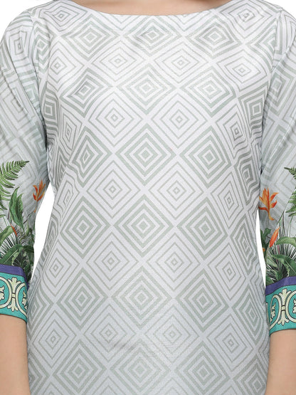 Women's Middle Eastern Theme Printed Faux Silk Only Kurta