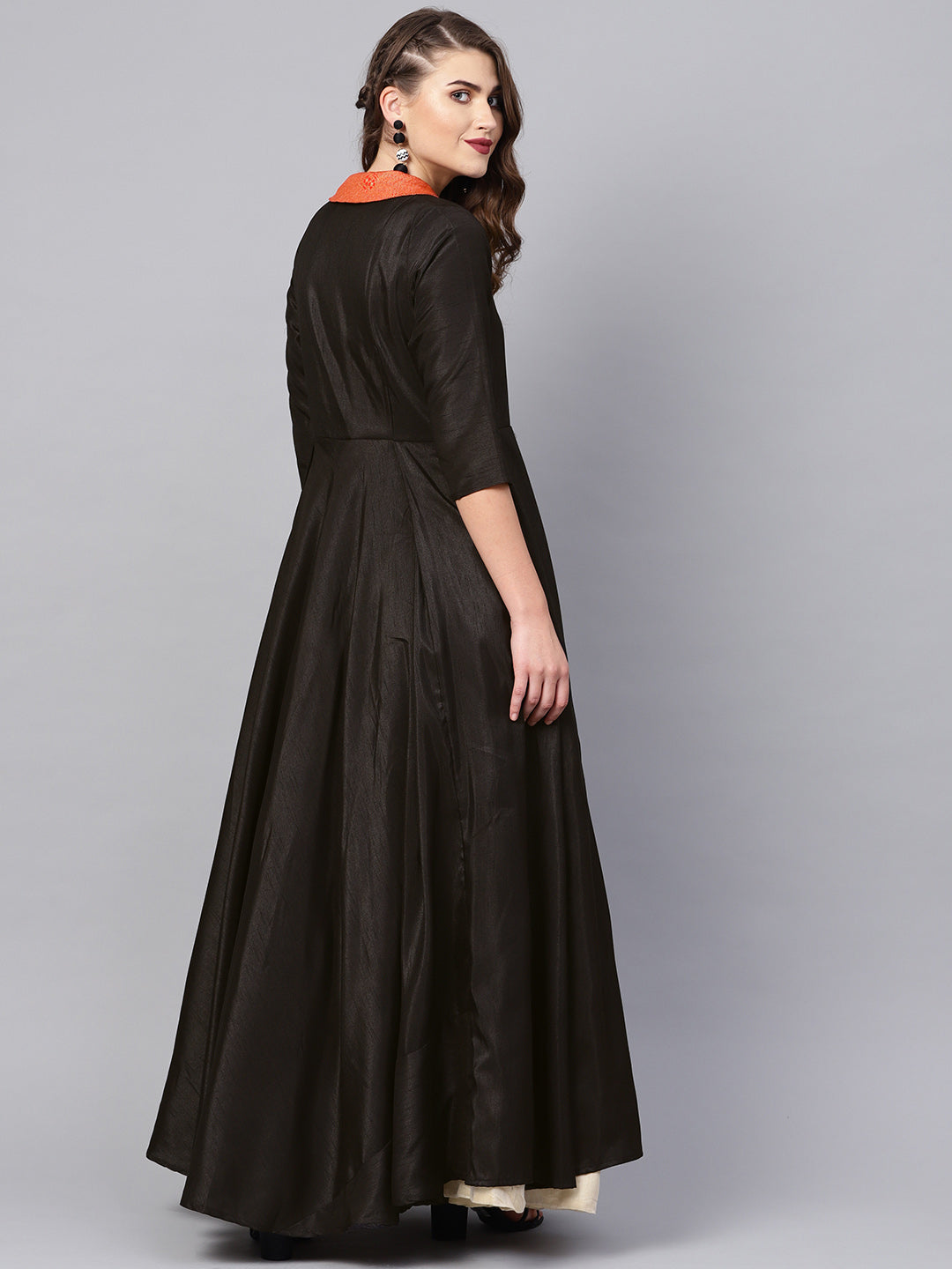 Women's Black Plain A-Line Only Kurta