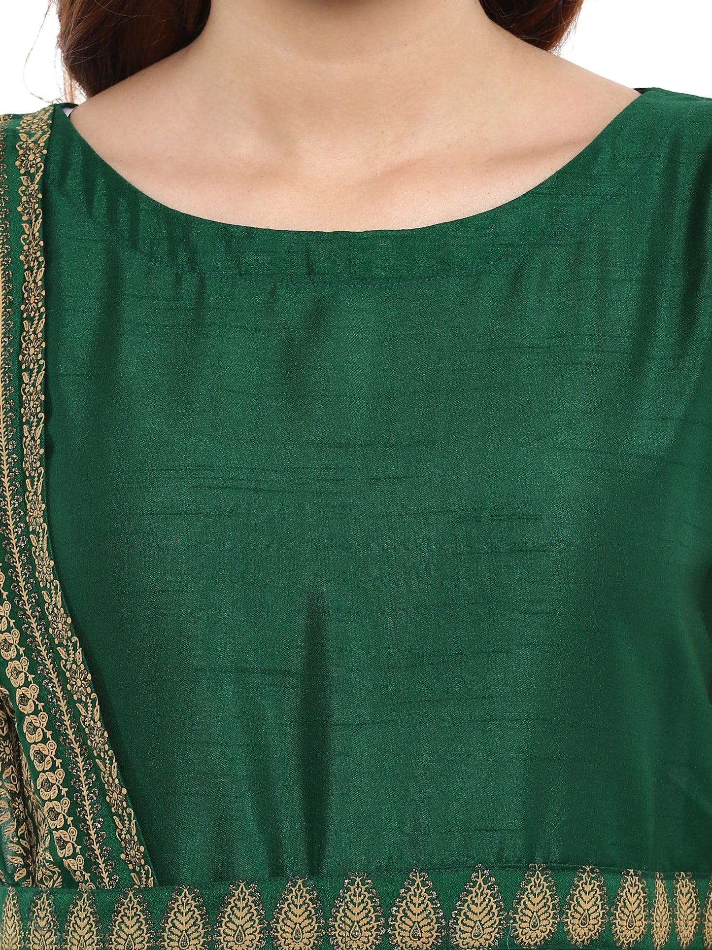 Women's  Green Ethnic Motifs Printed Maxi Dres