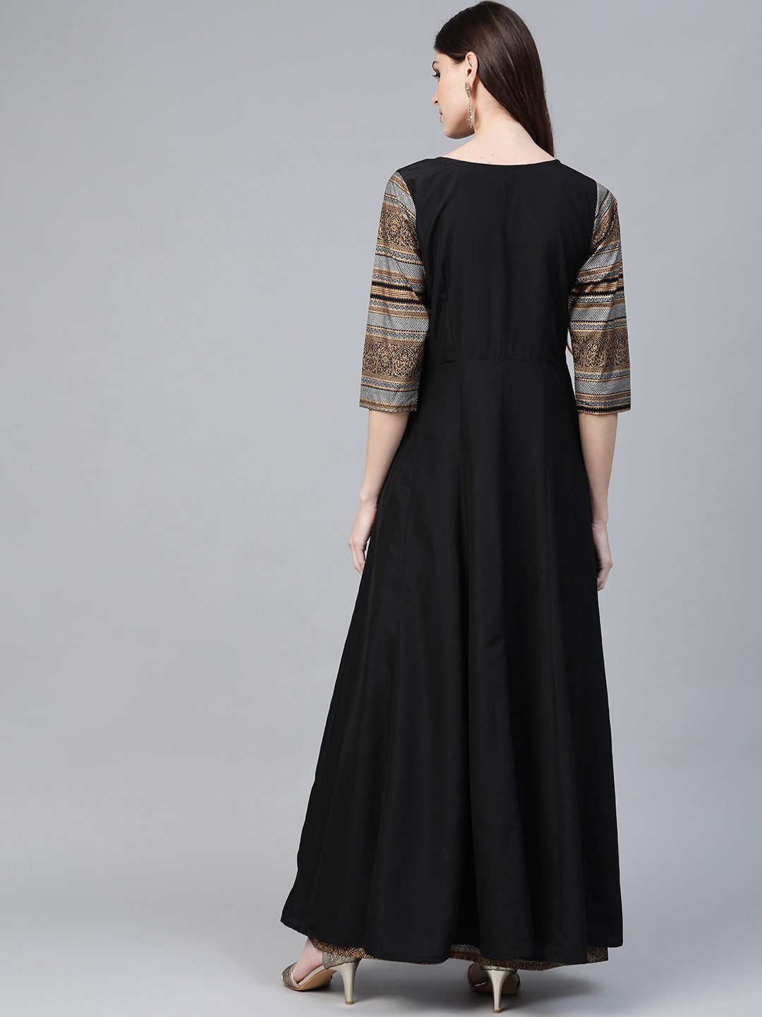 Women's Black Solid Front Slit Kurta With Palazzo