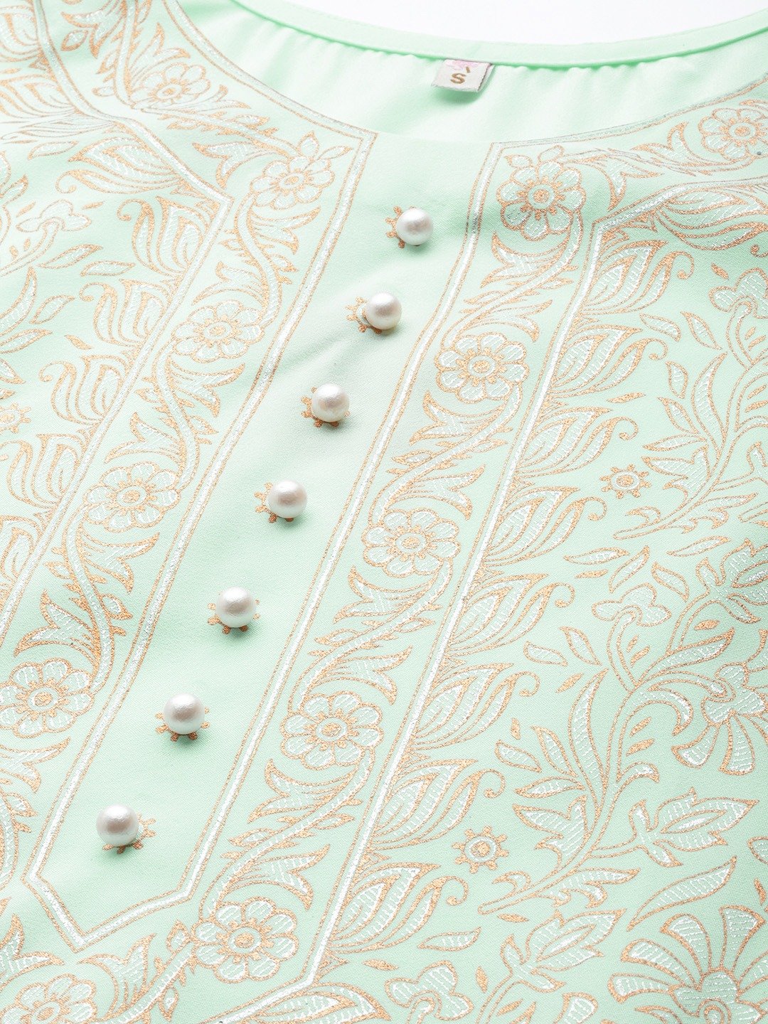 Women's Sea Green Crepe Printed Kurta Palazzo Set