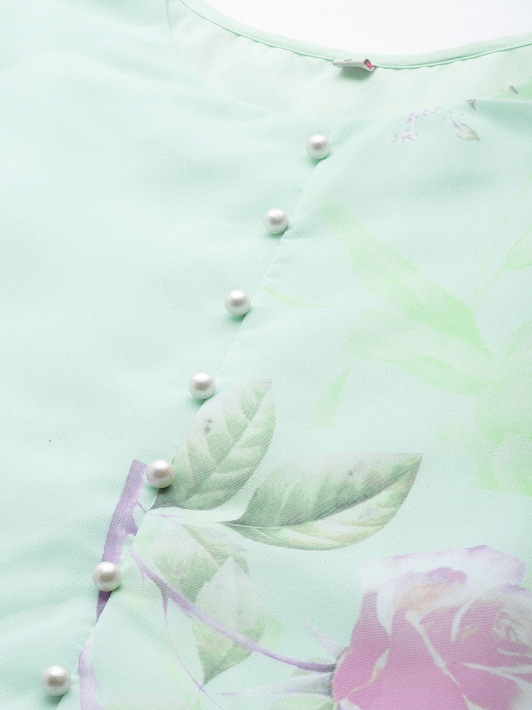 Women's Sea Green Organza Printed Kurta Palazzo Se
