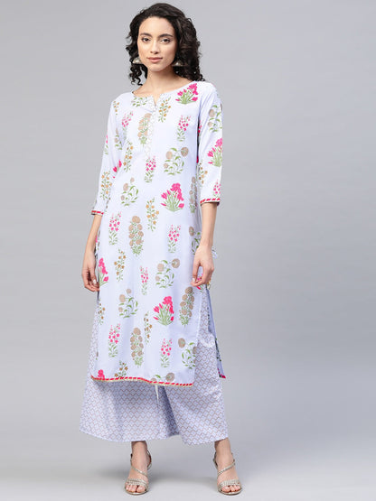 Women's Crepe Printed Kurta Palazzo Se